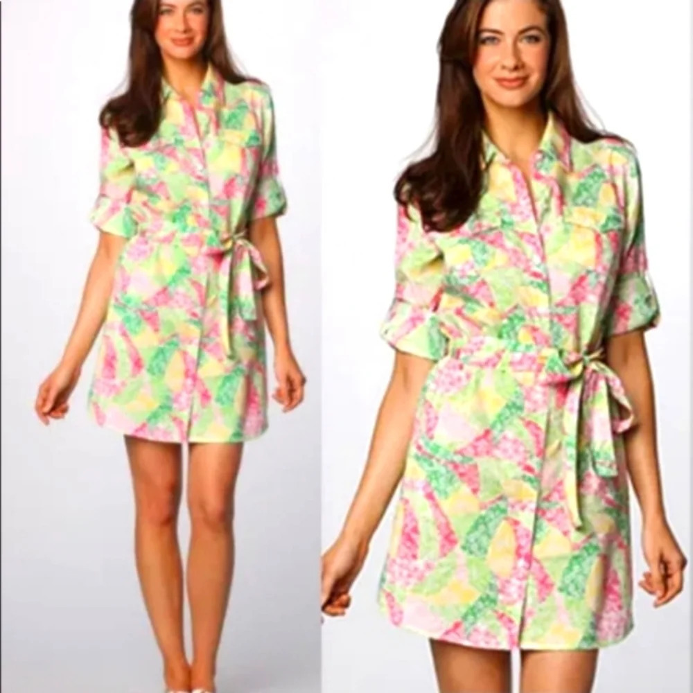 Lilly Pulitzer Long Sleeve Eliot Wing Ding of a Patch Dress Size Small Pockets